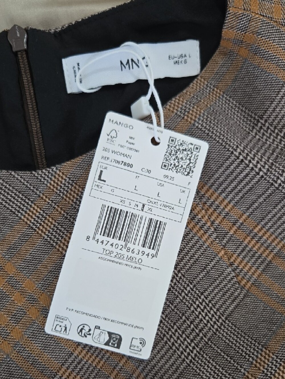 Mango Fitted Check Top - Picture 4 of 9